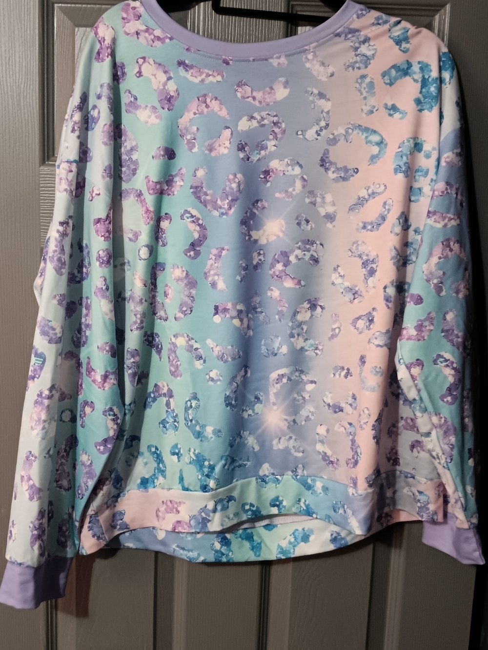 Pastel Leopard Print Pullover Sweatshirt